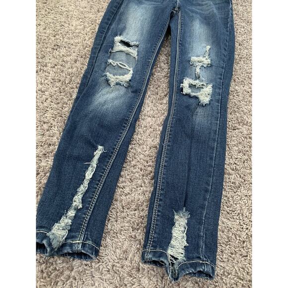 indigo rein jeans denim curvy womens size 3 / 25 high rise distressed - Picture 2 of 8